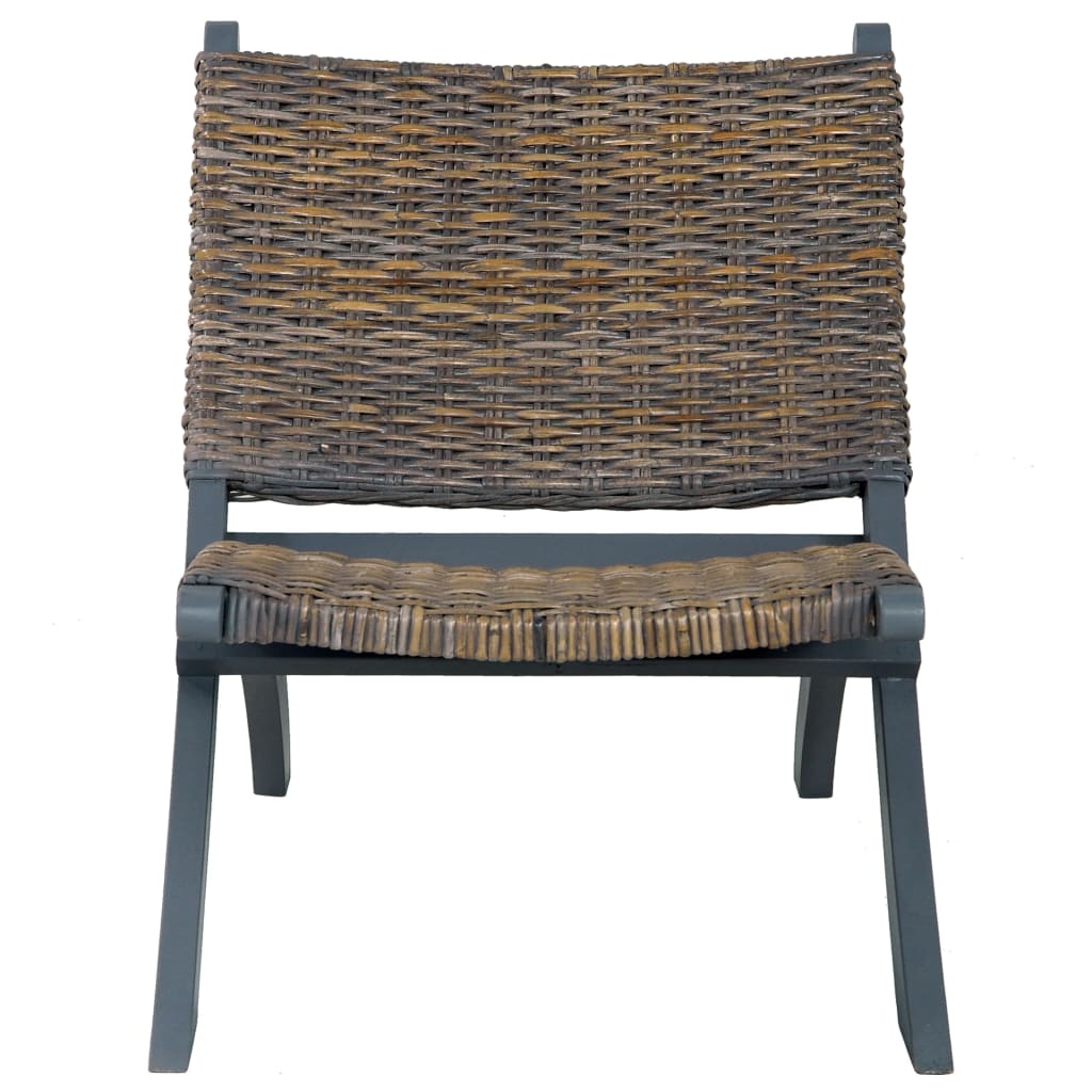 Relaxstoel natuurlijk kubu rattan en massief mahoniehout grijs