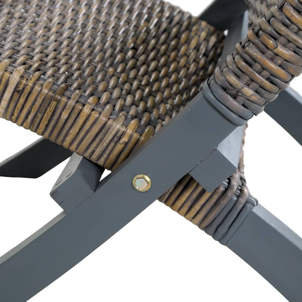 Relaxstoel natuurlijk kubu rattan en massief mahoniehout grijs
