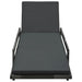 Ligbed met kussen poly rattan grijs