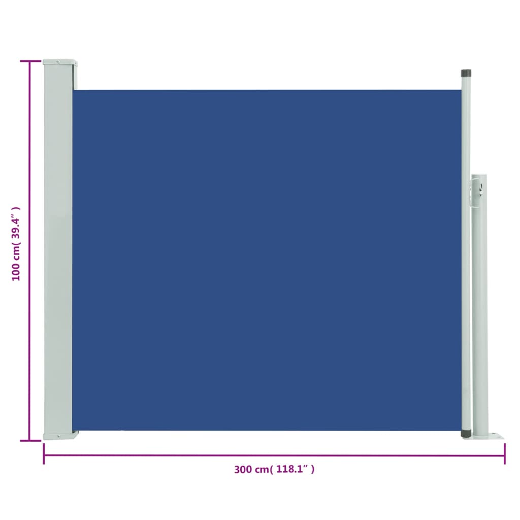 Tuinscherm Uittrekbaar 100X300 Cm Blauw 100 x 300 cm