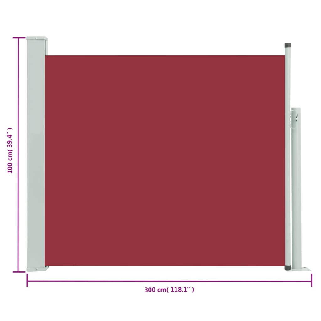 Tuinscherm Uittrekbaar 100X300 Cm Rood 100 x 300 cm