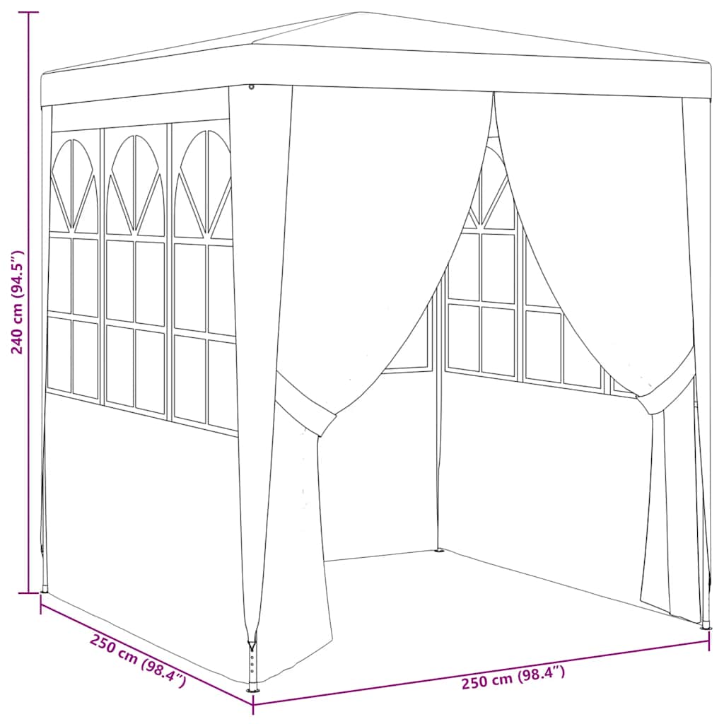Partytent met zijwanden professioneel 90 g/m² 2,5x2,5 m blauw