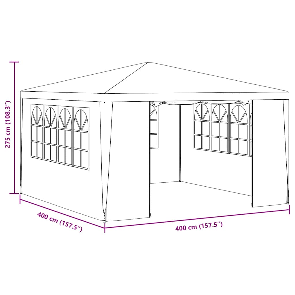 Partytent met zijwanden professioneel 90 g/m² 4x4 m groen
