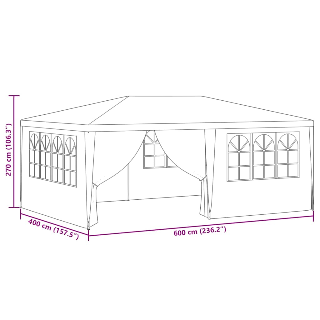 Partytent met zijwanden professioneel 90 g/m² 4x6 m antraciet