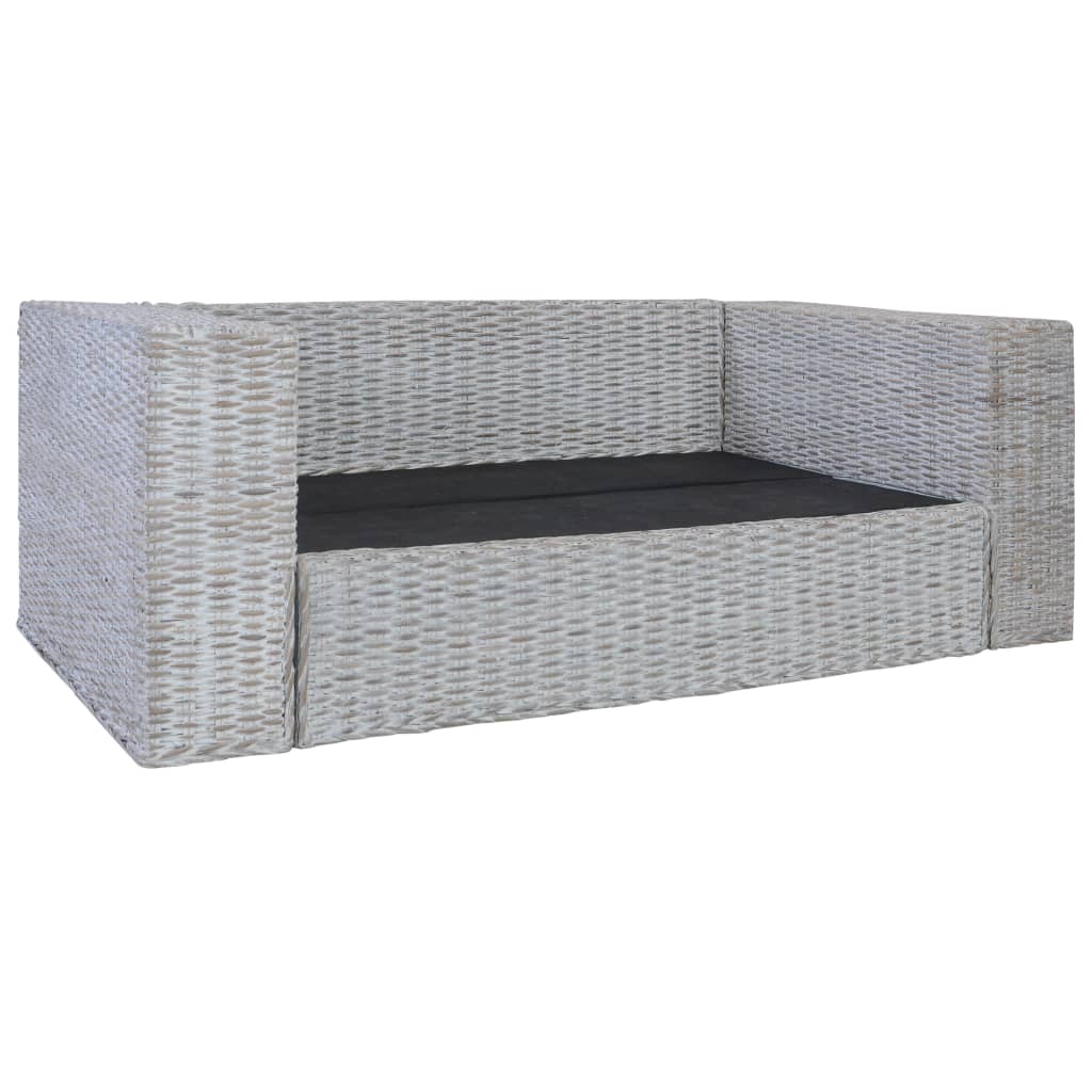 2-delig Bankstel met kussens natuurlijk rattan grijs