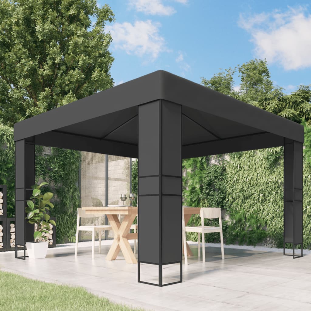 Prieel met dubbel dak 3x3 m antraciet