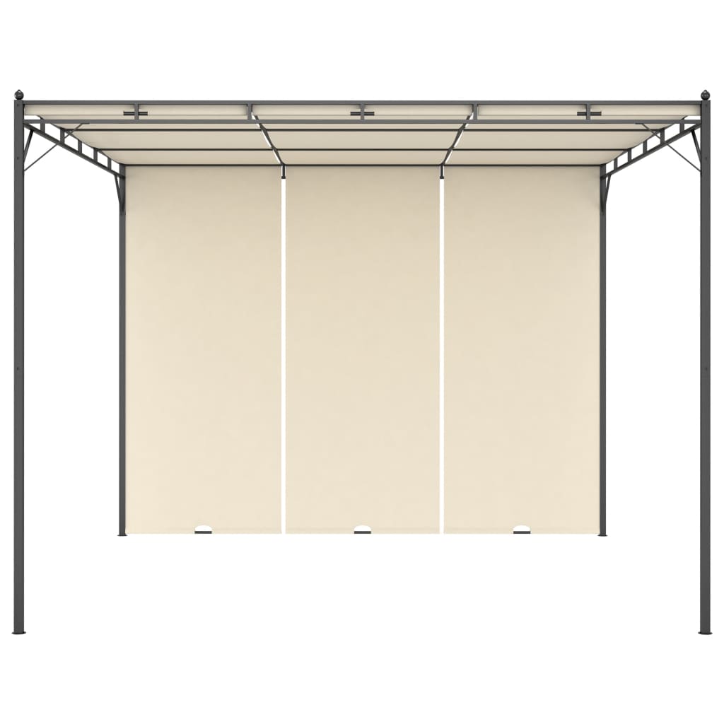 Tuinprieel met zijgordijn 3x3x2,25 m crème