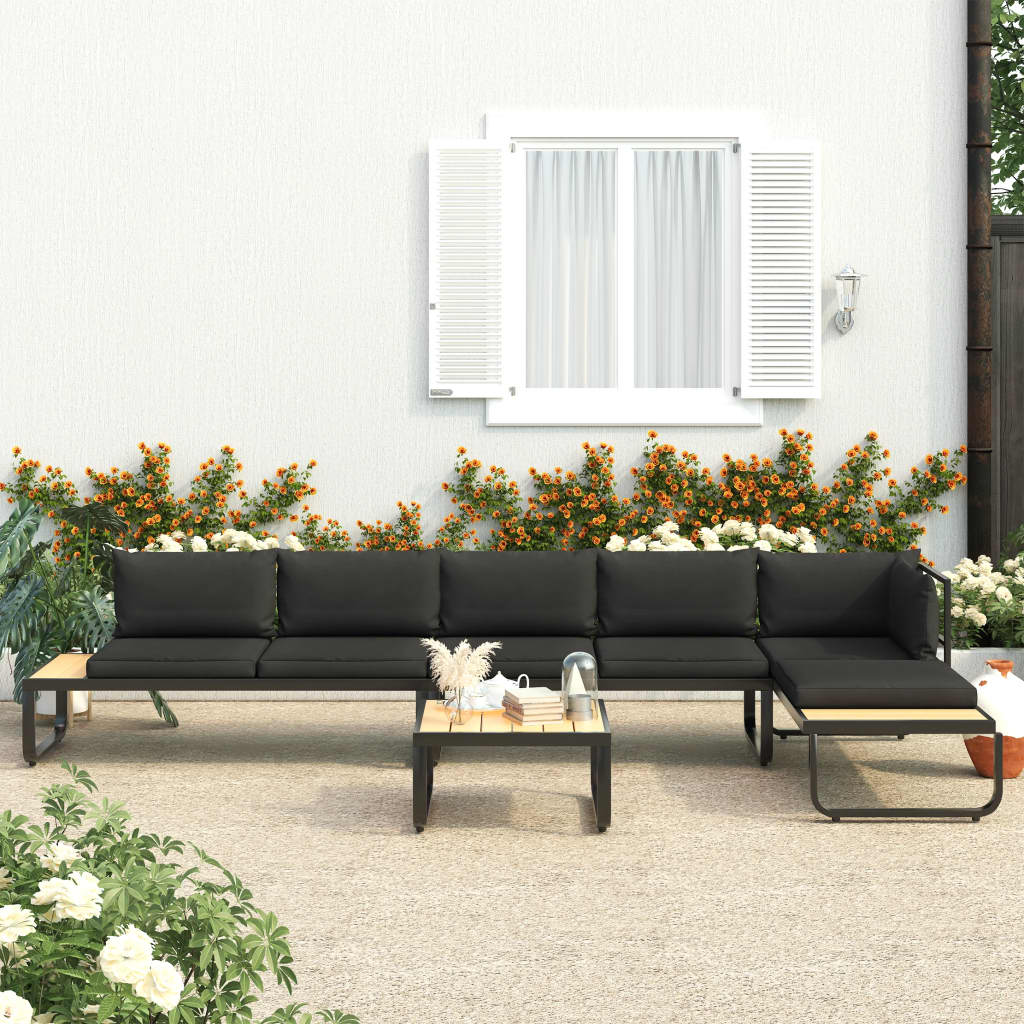 4-delige Tuinhoekbankenset met kussens aluminium en HKC