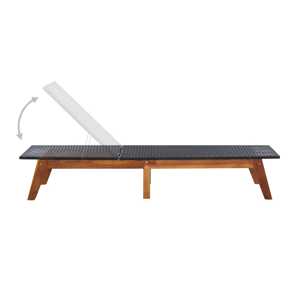 Ligbed met tafel poly rattan en massief acaciahout
