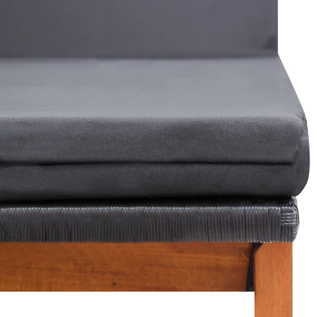 Ligbed met tafel poly rattan en massief acaciahout