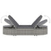Ligbed met kussens 2-persoons poly rattan grijs