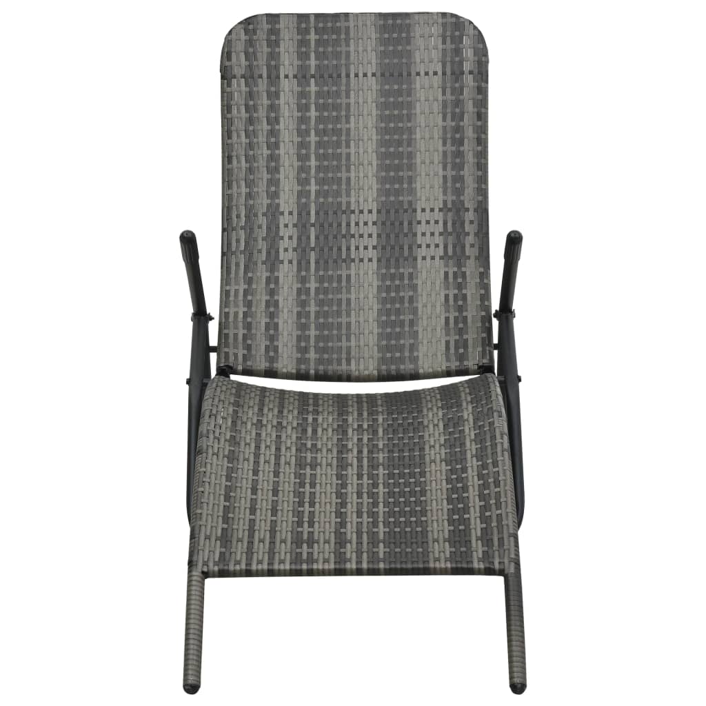 Ligbed inklapbaar poly rattan grijs