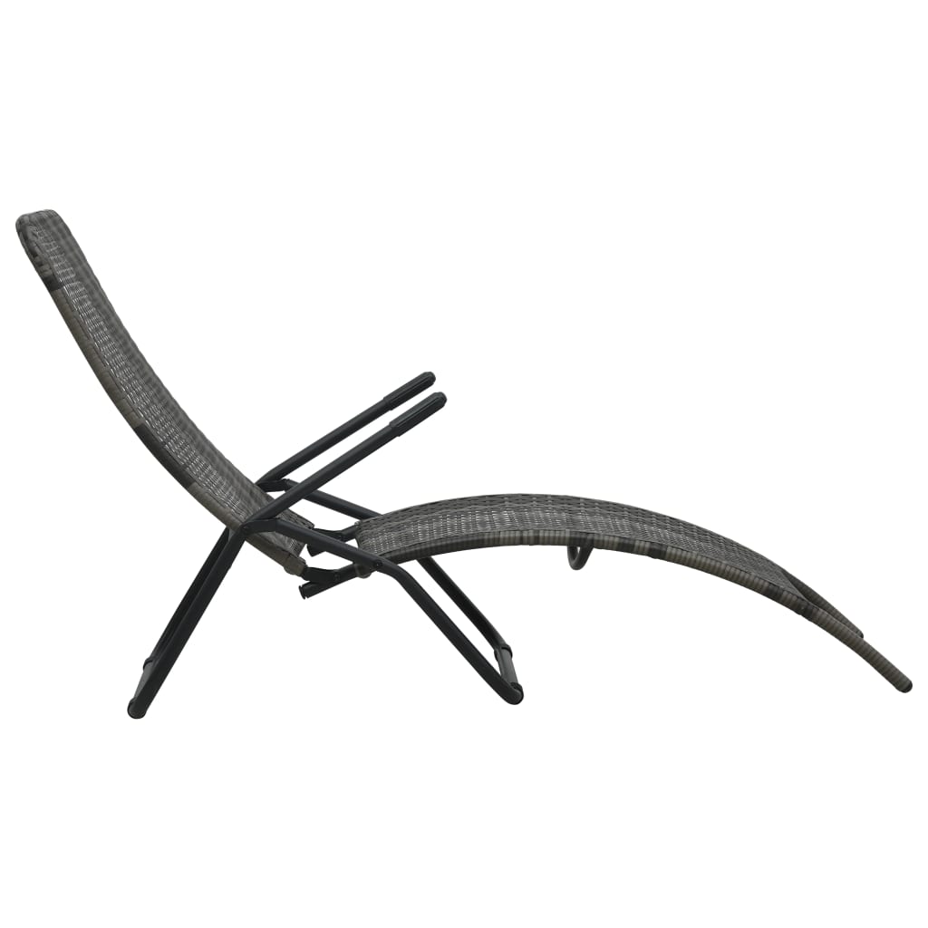 Ligbed inklapbaar poly rattan grijs