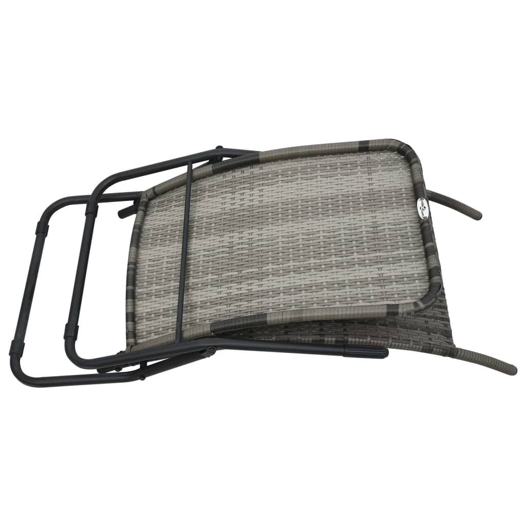 Ligbed inklapbaar poly rattan grijs