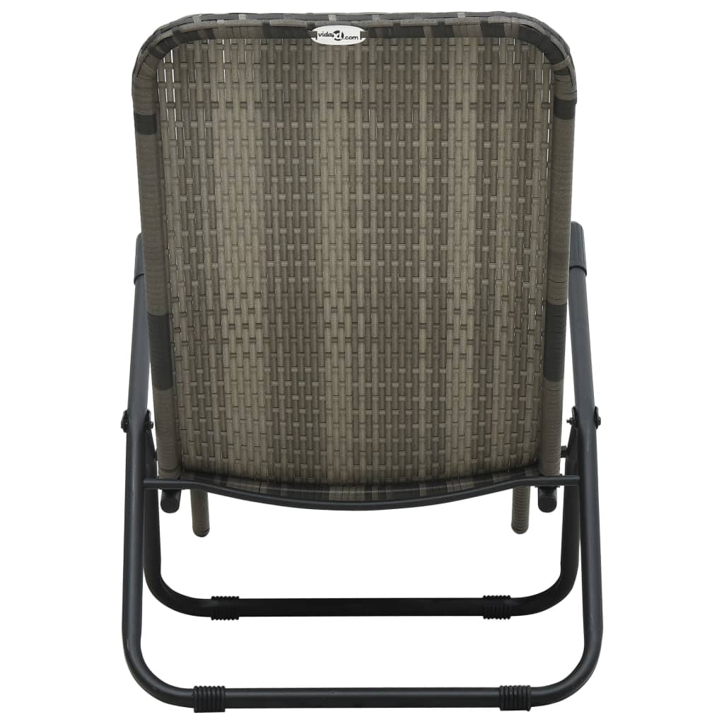 Ligbed inklapbaar poly rattan grijs