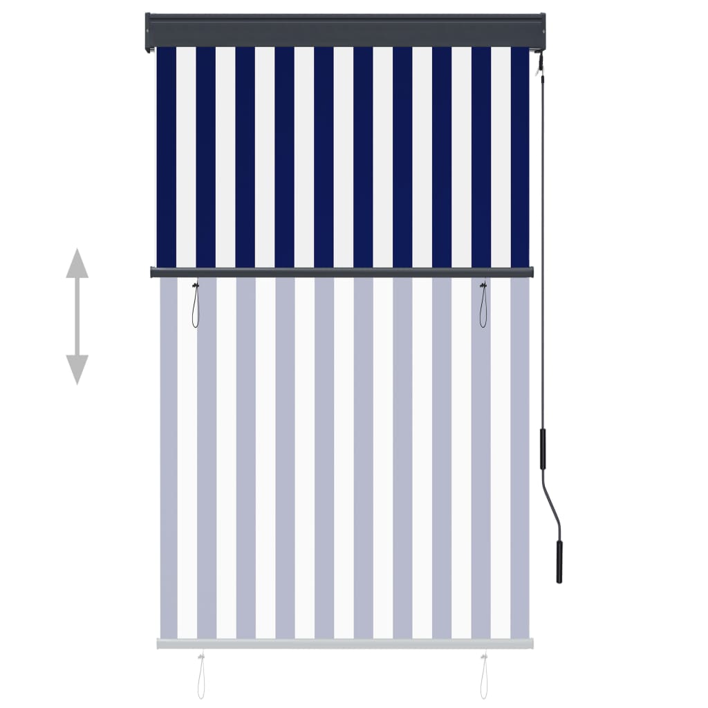 Rolgordijn voor buiten 100x250 cm blauw en wit