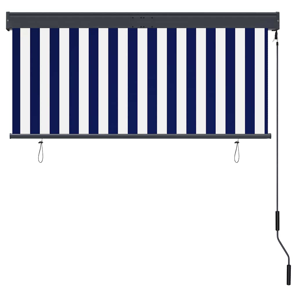 Rolgordijn voor buiten 140x250 cm blauw en wit
