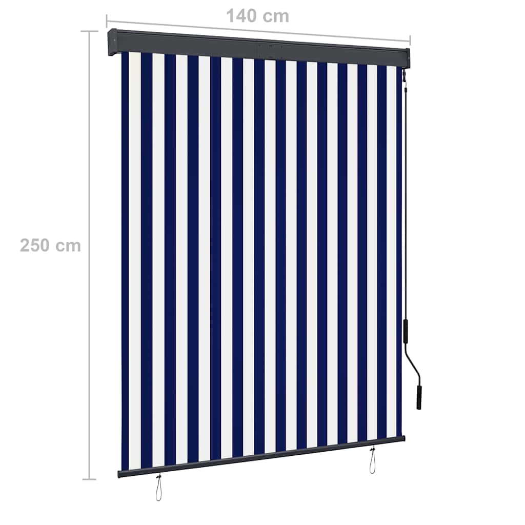 Rolgordijn voor buiten 140x250 cm blauw en wit