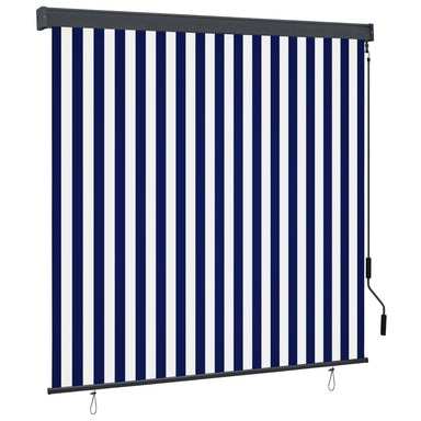 Rolgordijn voor buiten 160x250 cm blauw en wit