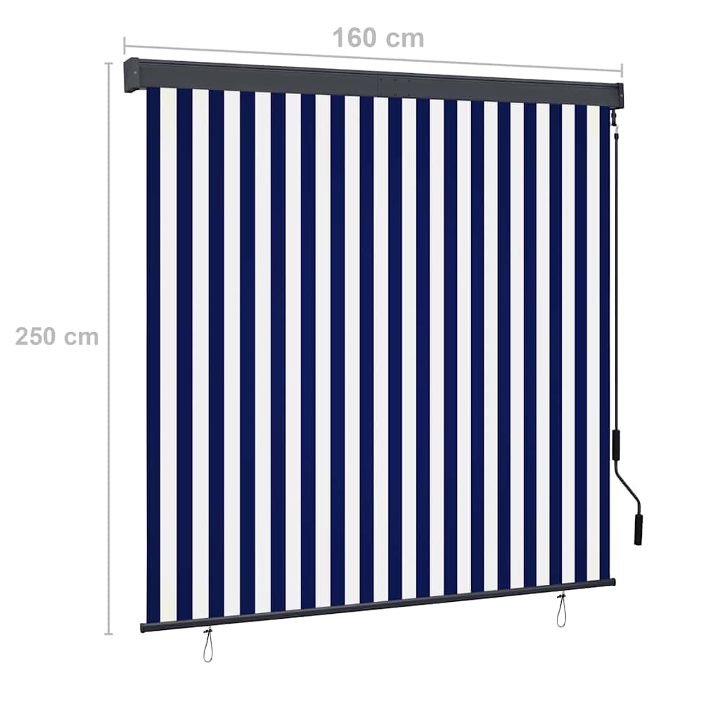 Rolgordijn voor buiten 160x250 cm blauw en wit