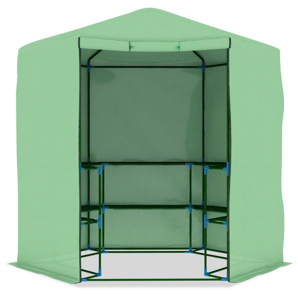 Tuinkas met schappen 227x223 cm staal