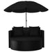 Tuinbed met parasol poly rattan zwart