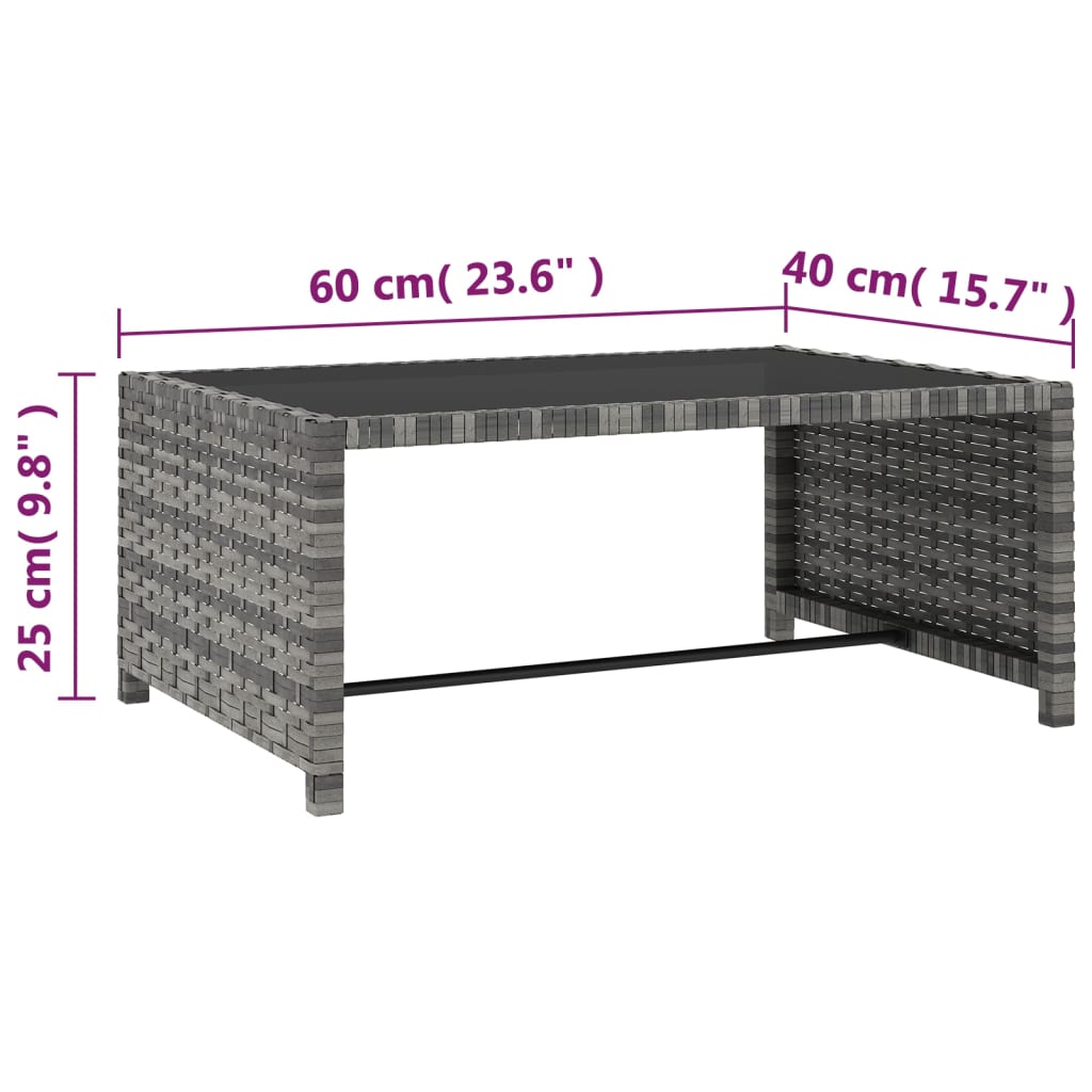 Tuinstoelen 2 st verstelbaar met tafel poly rattan grijs