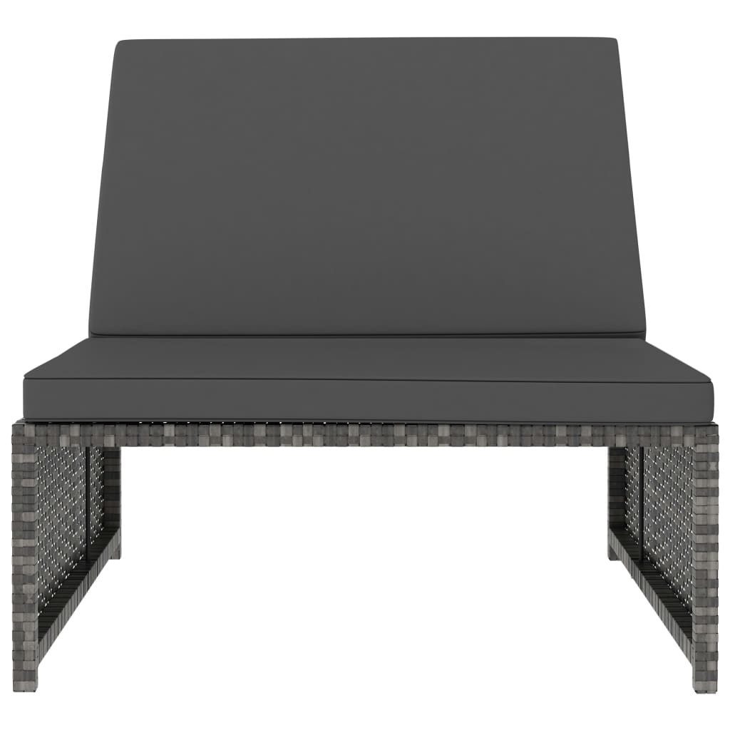 Tuinstoelen 2 st verstelbaar met tafel poly rattan grijs