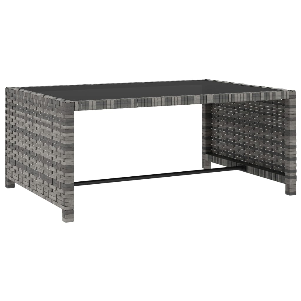 Tuinstoelen 2 st verstelbaar met tafel poly rattan grijs