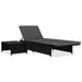 Tuinstoelen 2 st verstelbaar met tafel poly rattan zwart
