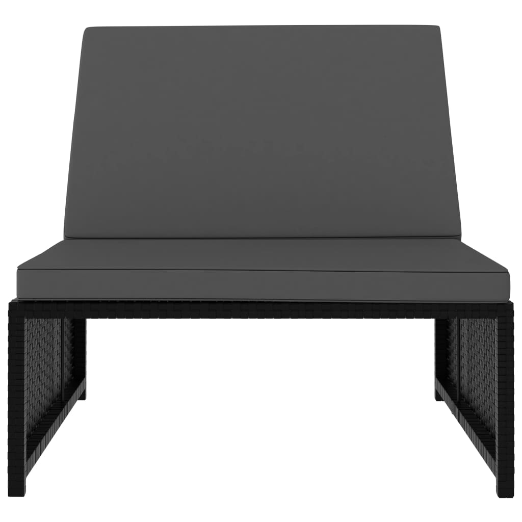 Tuinstoelen 2 st verstelbaar met tafel poly rattan zwart