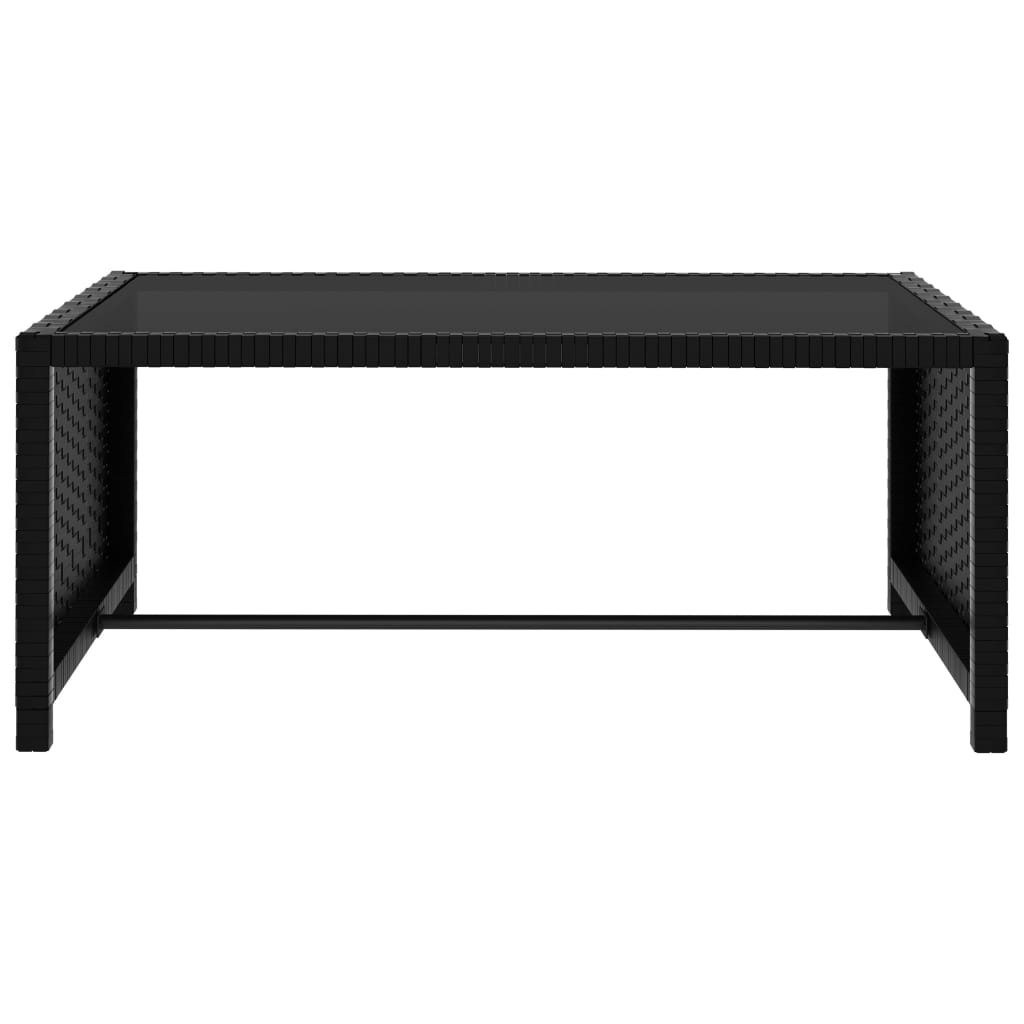 Tuinstoelen 2 st verstelbaar met tafel poly rattan zwart