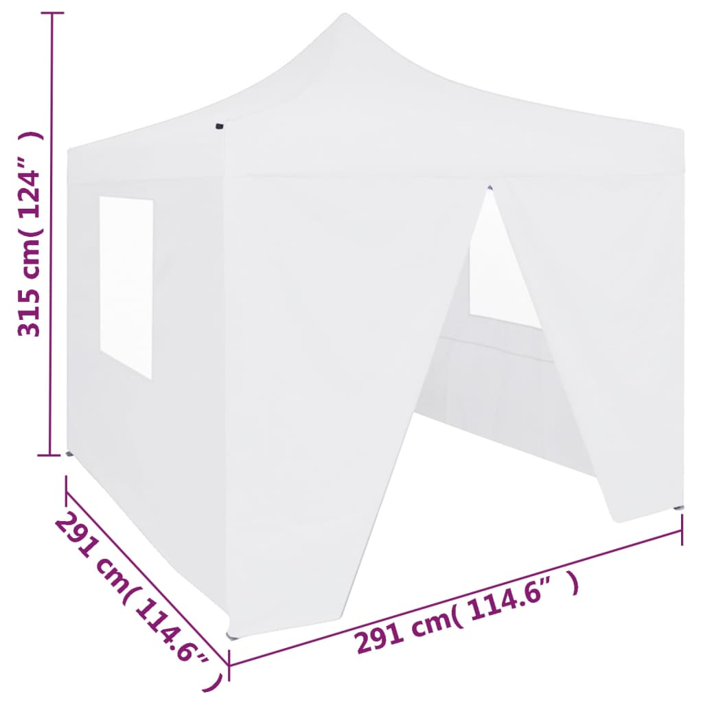 Partytent met 4 zijwanden inklapbaar 3x3 m staal wit
