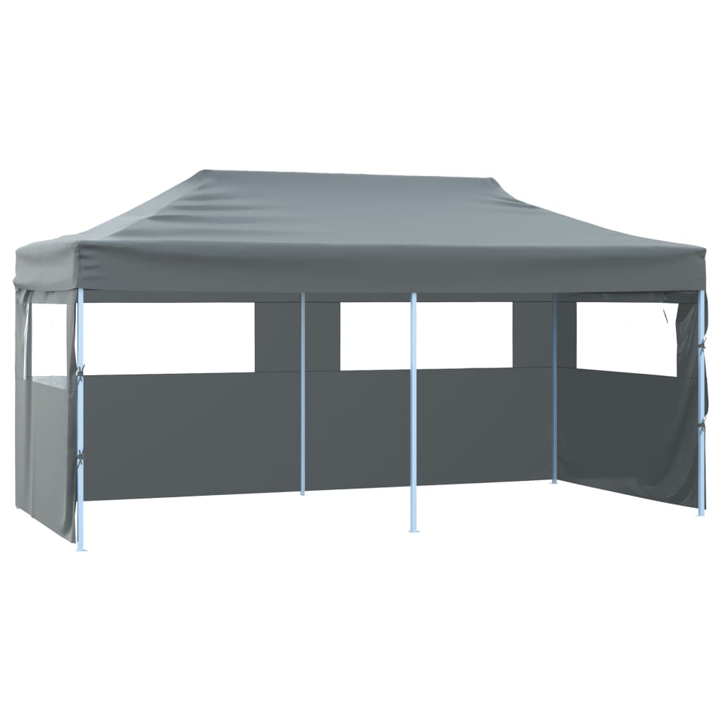 Partytent met 4 zijwanden inklapbaar 3x6 m staal antraciet