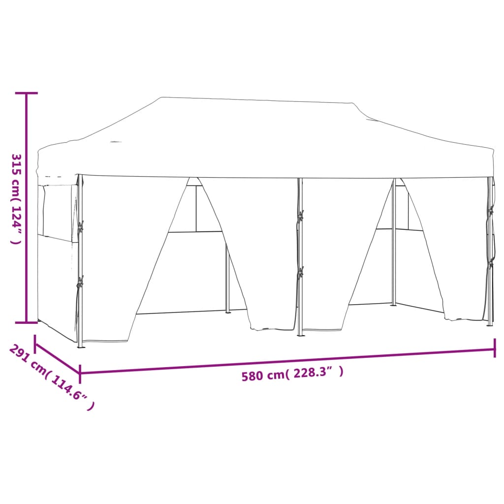 Partytent met 4 zijwanden inklapbaar 3x6 m staal antraciet