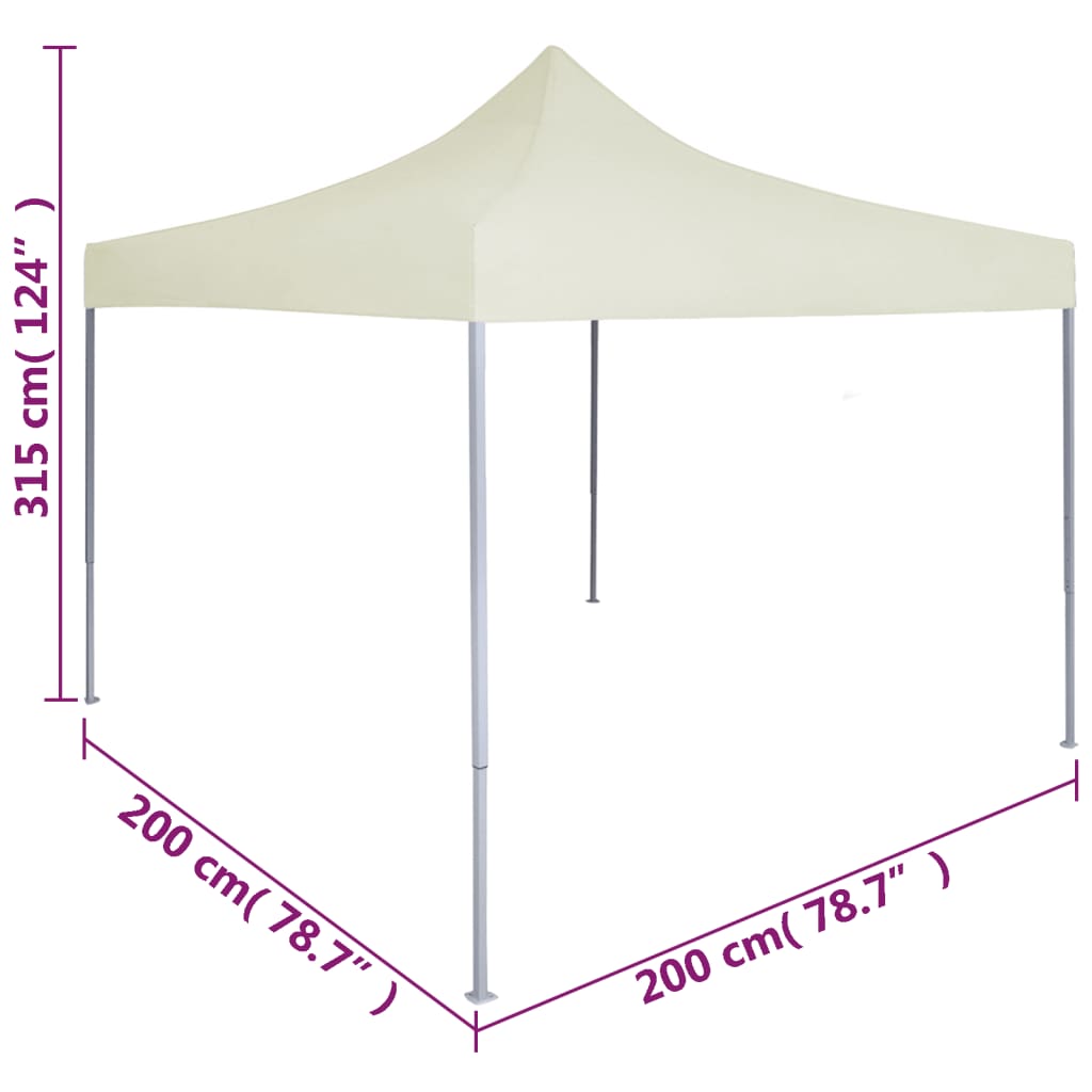 Partytent professioneel inklapbaar 2x2 m staal crème