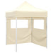Partytent met 2 zijwanden inklapbaar 2x2 m staal crème