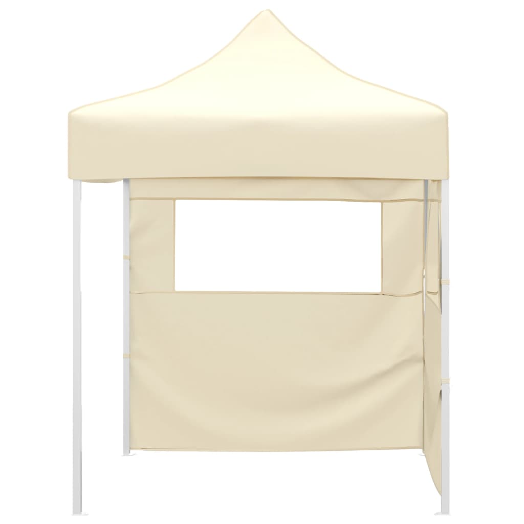 Partytent met 2 zijwanden inklapbaar 2x2 m staal crème