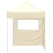Partytent met 2 zijwanden inklapbaar 2x2 m staal crème