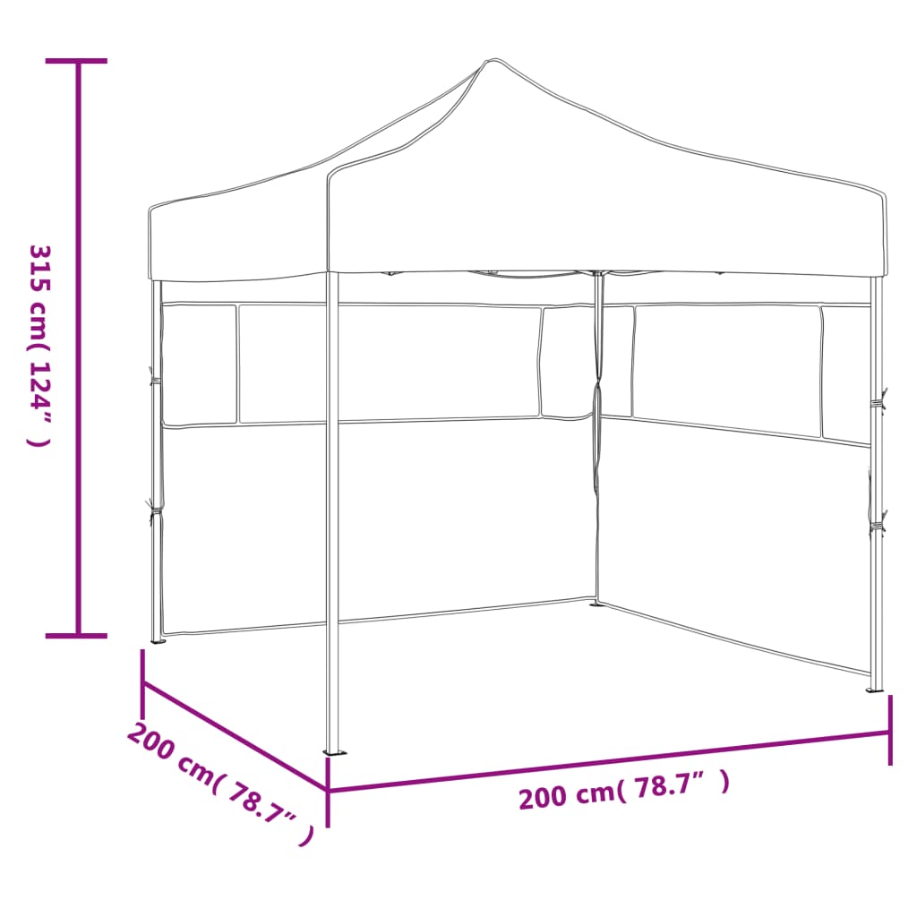 Partytent met 2 zijwanden inklapbaar 2x2 m staal crème
