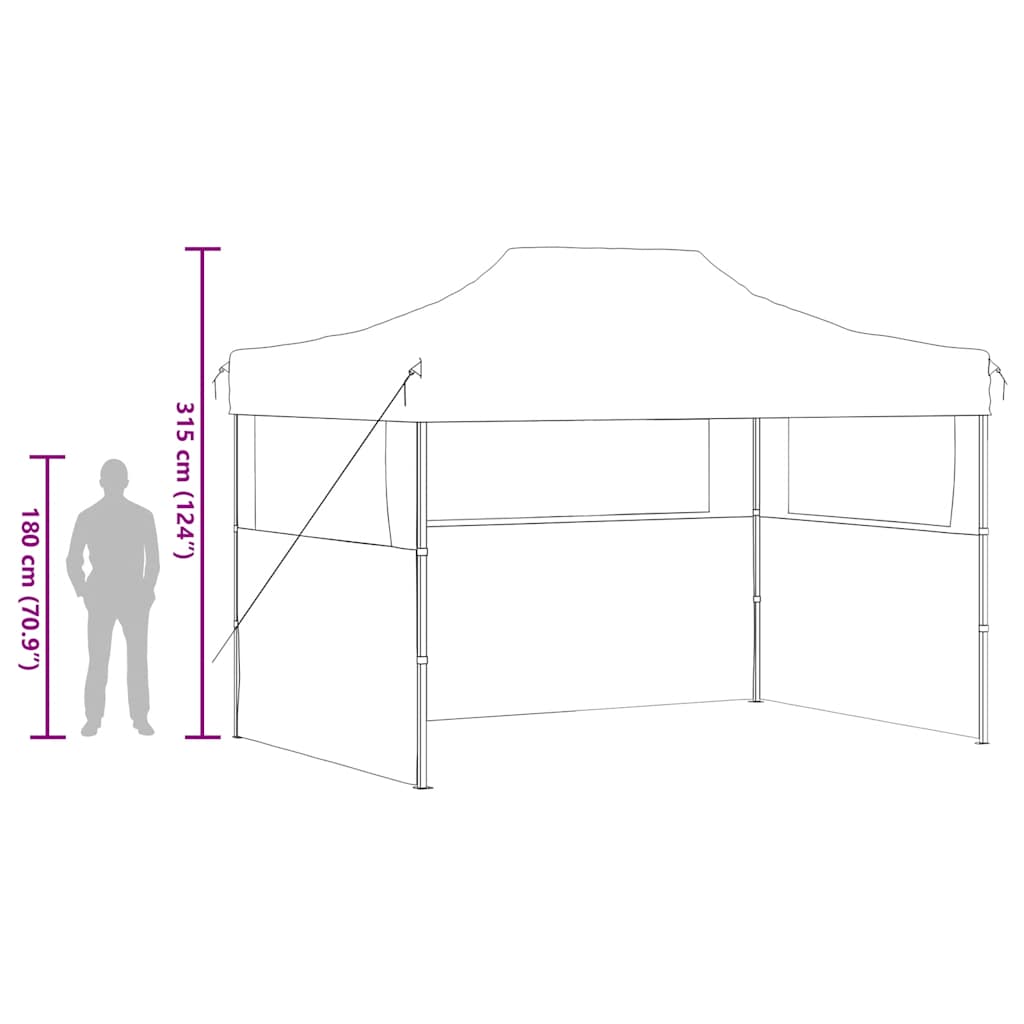 Partytent met 3 zijwanden inklapbaar 3x4 m staal blauw