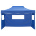 Partytent met 3 zijwanden inklapbaar 3x4 m staal blauw