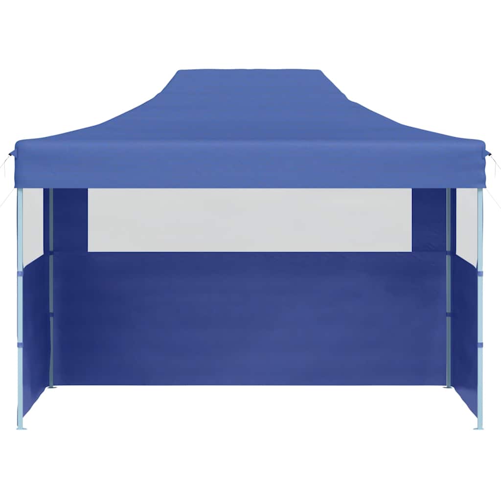 Partytent met 3 zijwanden inklapbaar 3x4 m staal blauw