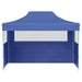 Partytent met 3 zijwanden inklapbaar 3x4 m staal blauw
