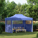 Partytent met 3 zijwanden inklapbaar 3x4 m staal blauw