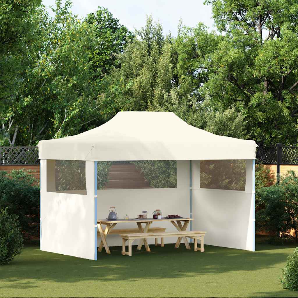 Partytent met 3 zijwanden inklapbaar 3x4 m staal crème