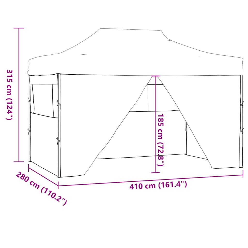 Partytent met 4 zijwanden inklapbaar 3x4 m staal crème