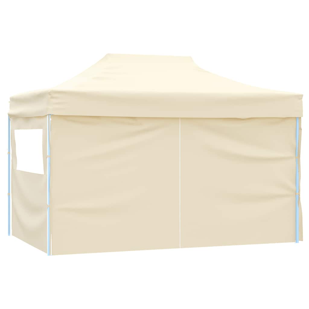 Partytent met 4 zijwanden inklapbaar 3x4 m staal crème