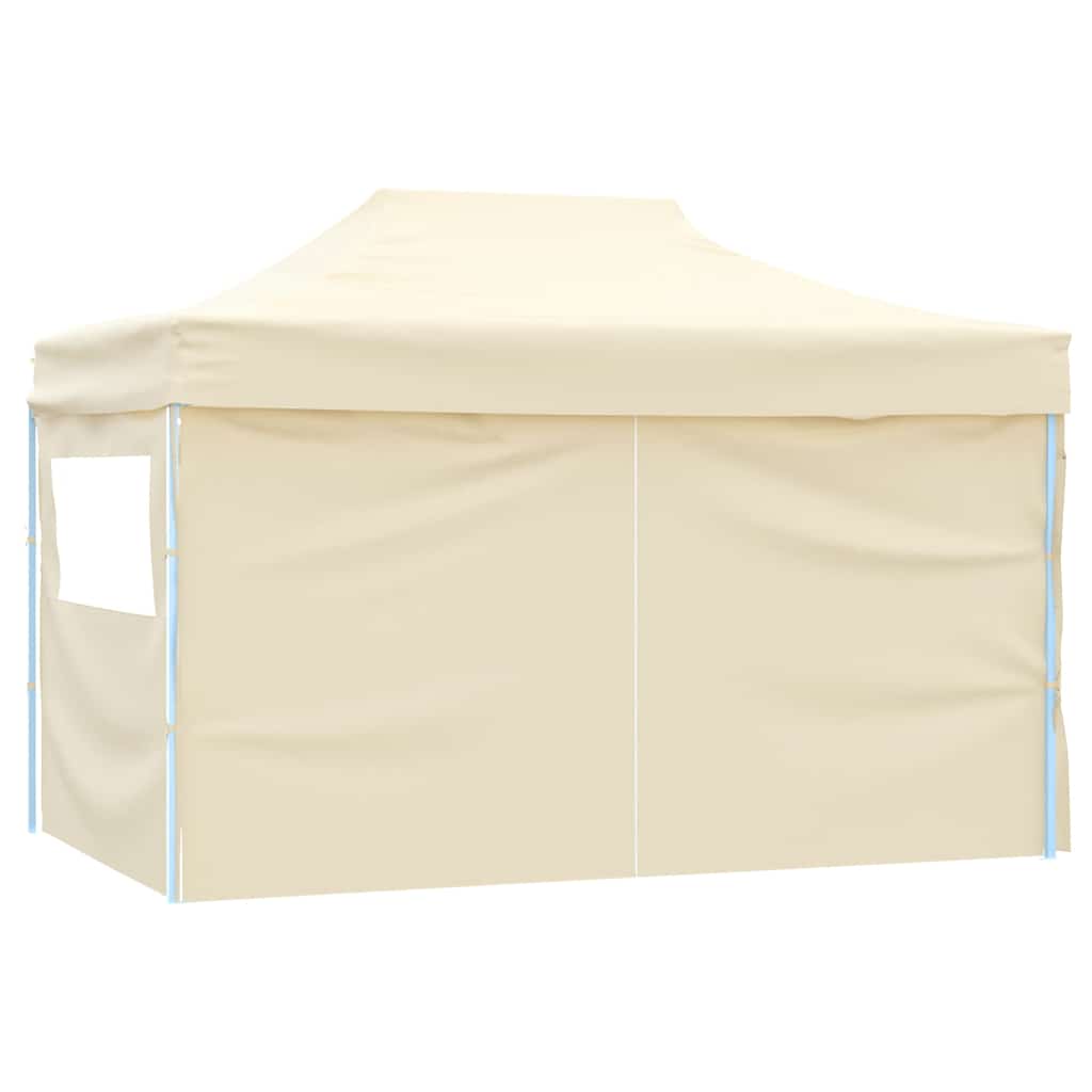 Partytent met 4 zijwanden inklapbaar 3x4 m staal crème