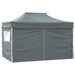 Partytent met 4 zijwanden inklapbaar 3x4 m staal antraciet